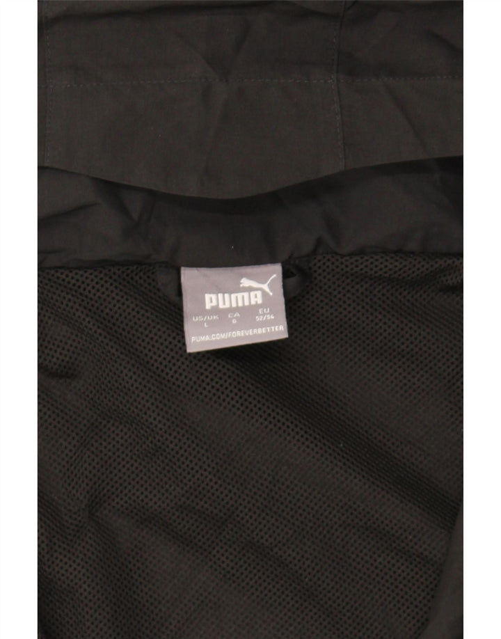 PUMA Mens Hooded Rain Jacket UK 40 Large Black Polyester Vintage Puma and Second-Hand Puma from Messina Hembry 