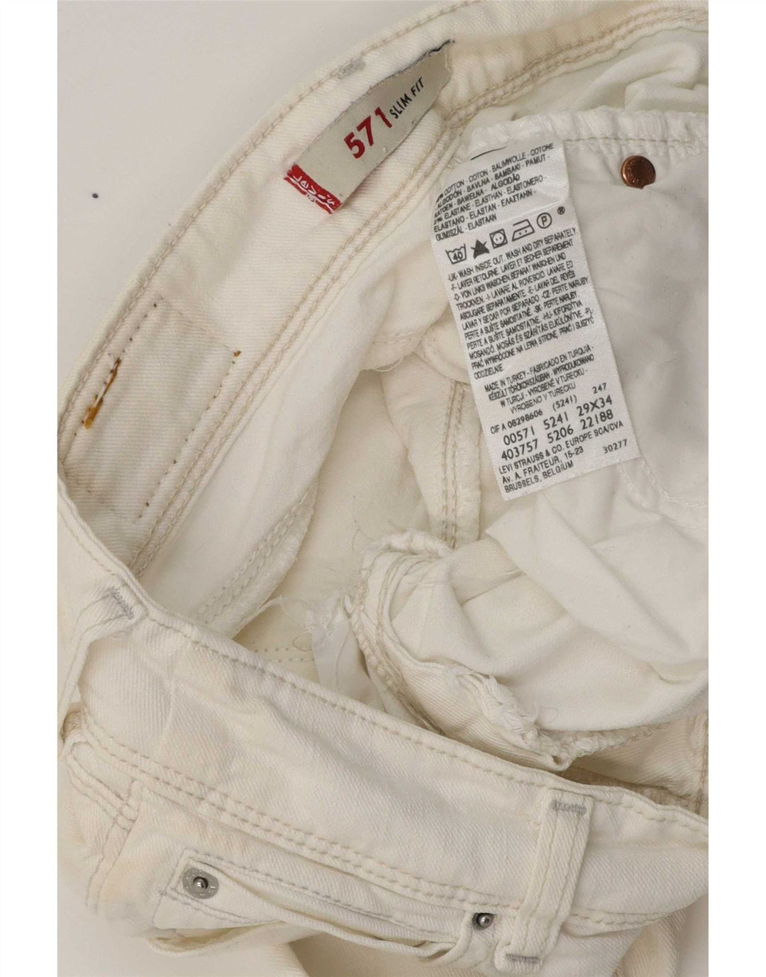 Blugi Levi's 571 Slim pentru femei W29 L29 Bumbac alb