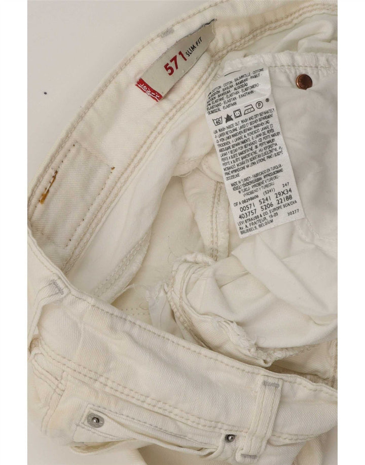Blugi Levi's 571 Slim pentru femei W29 L29 Bumbac alb