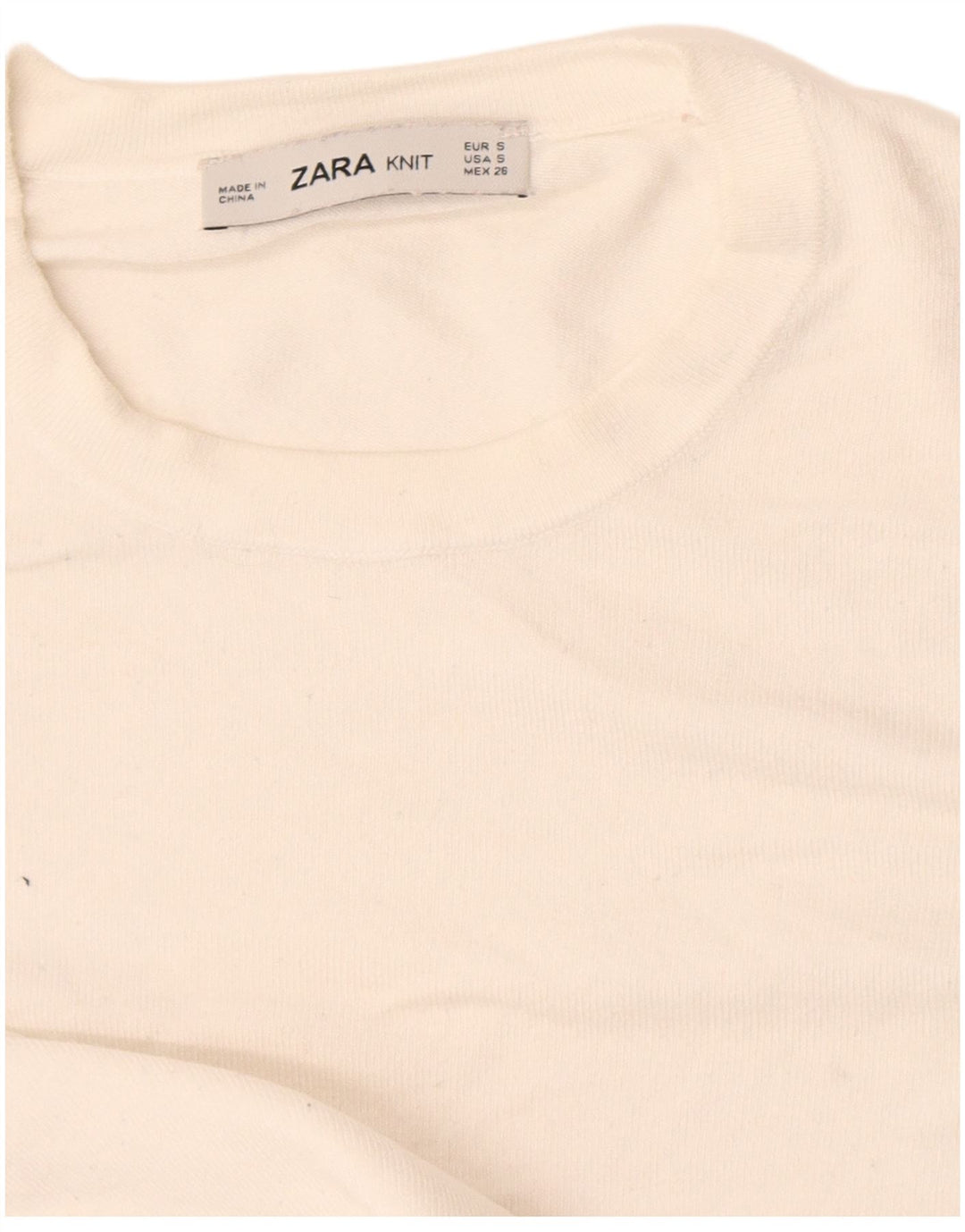 Pulover pentru femei cu decolteu scurt Zara UK 10 Mic Alb