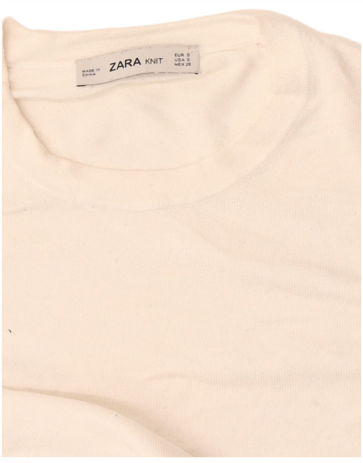 Pulover pentru femei cu decolteu scurt Zara UK 10 Mic Alb