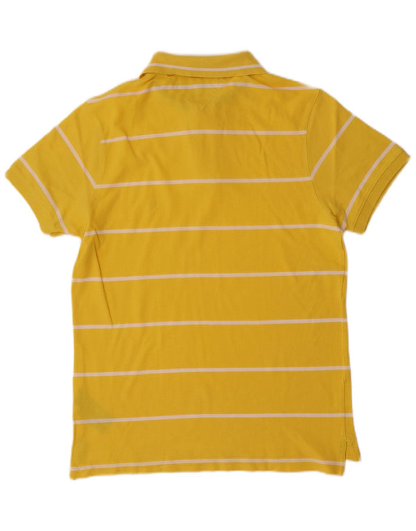 Cămașă polo Tommy Hilfiger pentru bărbați, cu mânecă scurtă, cu dungi galbene medii