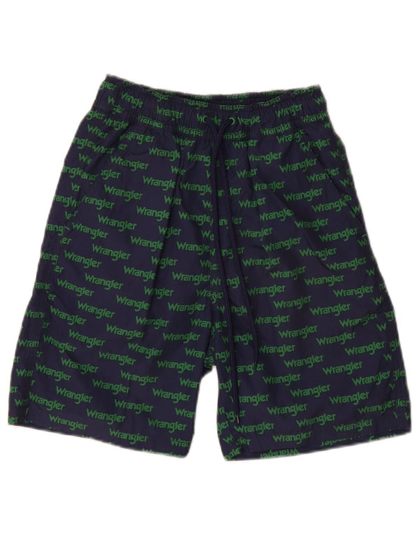 WRANGLER Boys Graphic Swimming Shorts 9-10 Years Small Navy Blue Polyester