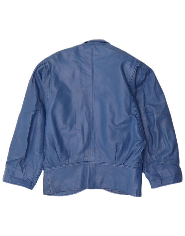 Jachetă de piele supradimensionată pentru femei Vintage EU 34 XS Albastru