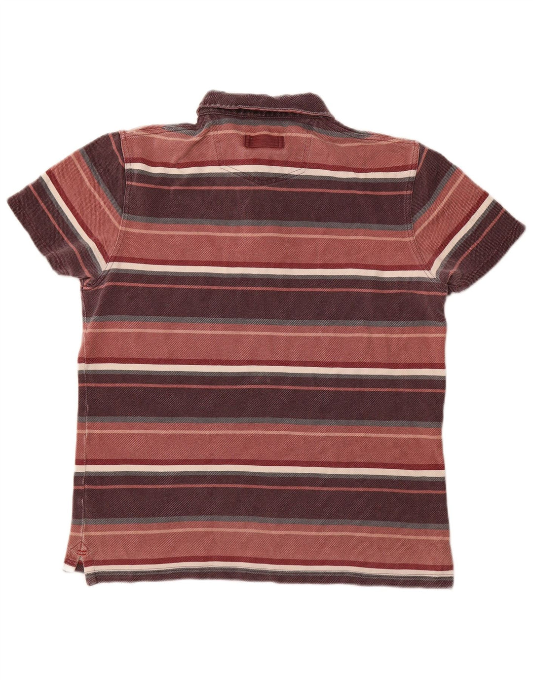 FAT FACE Tricou polo pentru bărbați, bumbac cu dungi Burgundy mediu