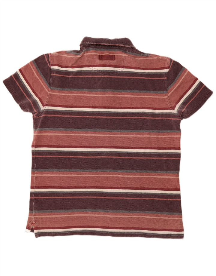 FAT FACE Tricou polo pentru bărbați, bumbac cu dungi Burgundy mediu