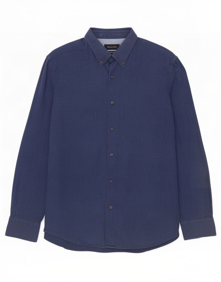 Cămașă Massimo Dutti pentru bărbați, mare, bleumarin, bumbac