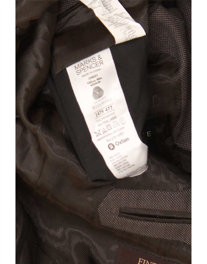 Jachetă pentru bărbați Marks & Spencer, cu 2 nasturi, UK 40, lână maro medie cu pete