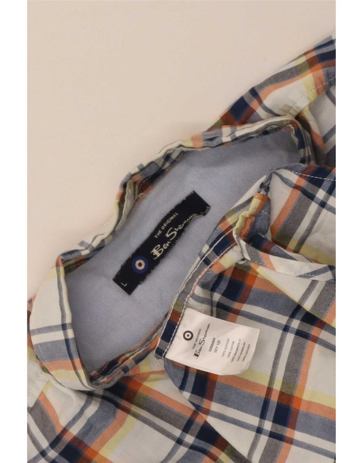 Cămașă cu mânecă scurtă pentru bărbați Ben Sherman, bumbac cu carouri albastre mari