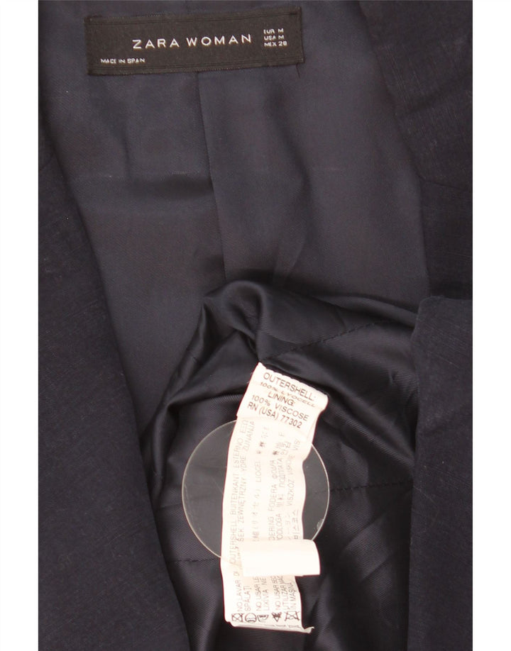 Blazer pentru femei Zara cu 1 nasture UK 12 Medium Bluemarin Lyocell