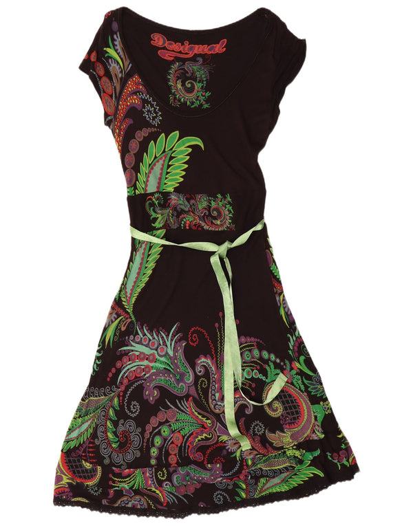 Rochie grafică A-Line Desigual pentru femei UK 14, mare, neagră, viscoză
