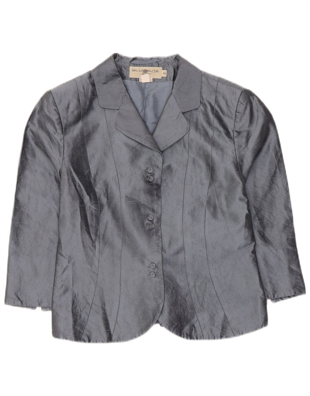 Blunauta Jachetă Blazer Crop 6 Nasturi Femei IT 42 Mătase Gri Mediu