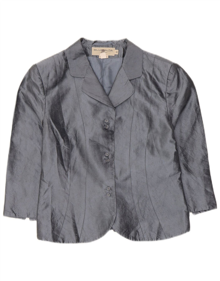 Blunauta Jachetă Blazer Crop 6 Nasturi Femei IT 42 Mătase Gri Mediu