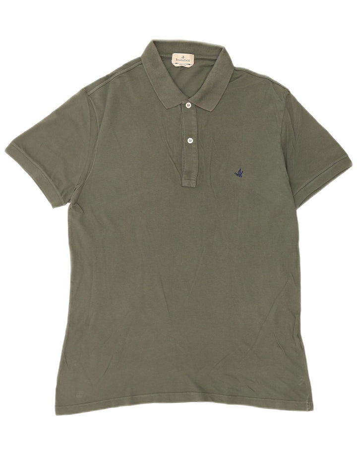 BROOKSFIELD Mens Polo Shirt IT 50 Medium Khaki Cotton