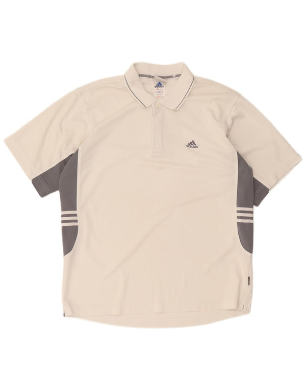 Tricou polo Adidas Climalite pentru bărbați UK 40/42 Medium White Colorblock