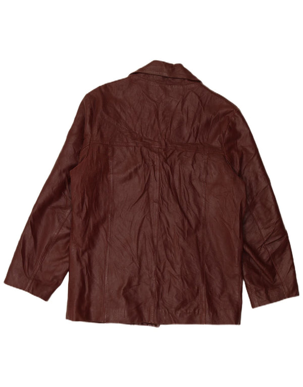 Jachetă pentru bărbați VINTAGE din piele, cu 4 nasturi, IT 50, mare, din piele burgundă