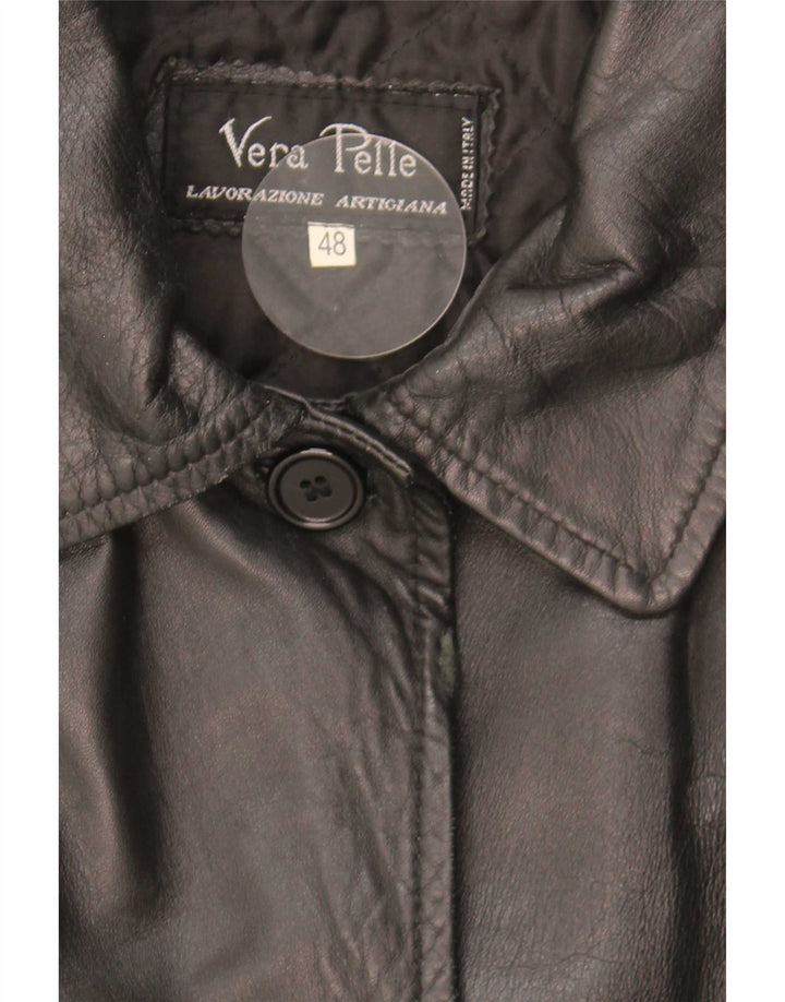 Palton din piele vintage pentru femei IT 48 XL din piele neagră