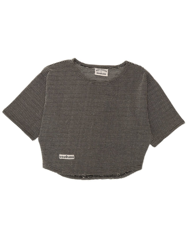 Tricou supradimensionat vintage pentru femei Top UK 10 mic bumbac negru cu pete
