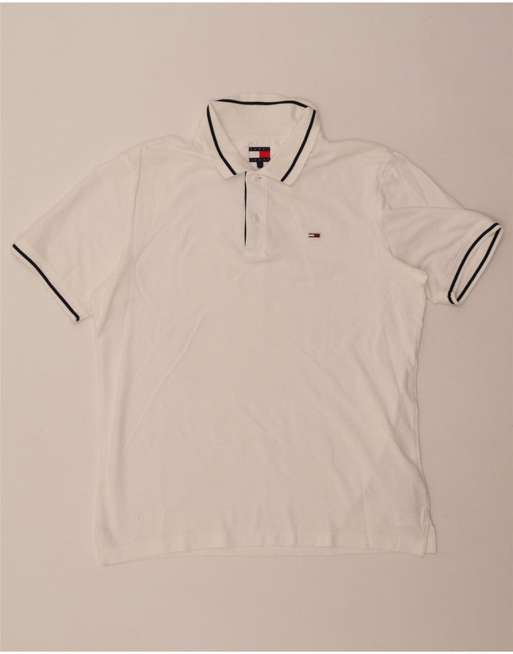 Tricou polo Tommy Hilfiger pentru bărbați, mare, alb, bumbac