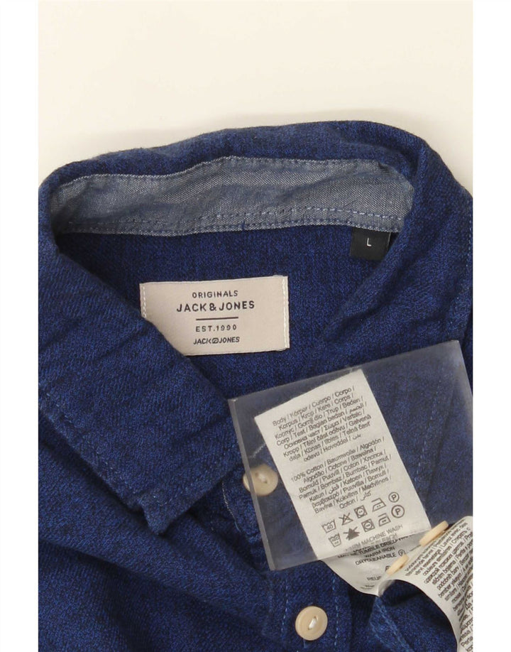 Cămașă Jack & Jones pentru bărbați, mare, albastru, bumbac