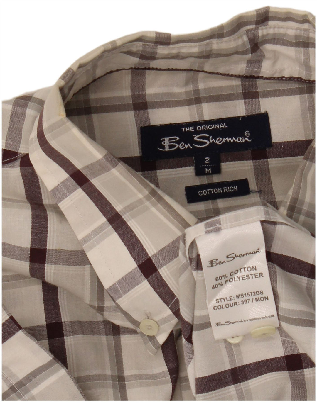 Cămașă cu mânecă scurtă pentru bărbați Ben Sherman, bumbac cu carouri, gri mediu