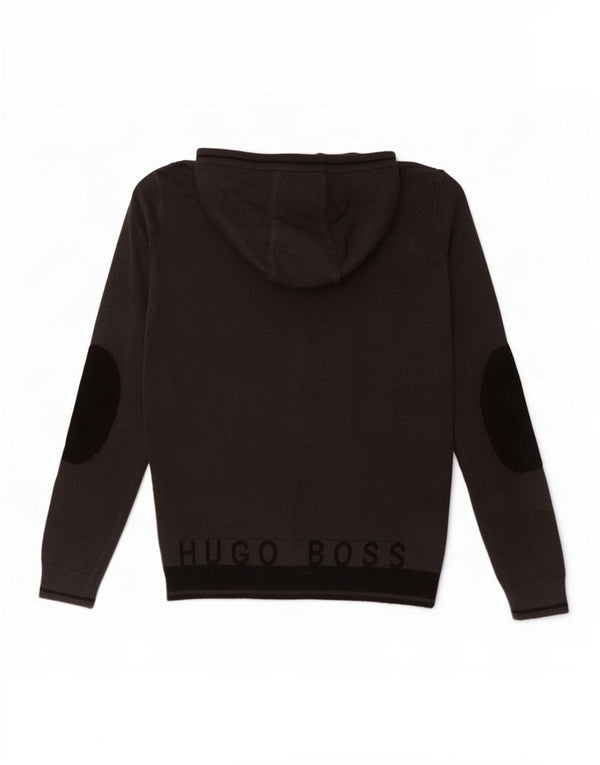 Pulover cardigan cu glugă cu glugă Hugo Boss pentru băieți 9-10 ani, bumbac gri