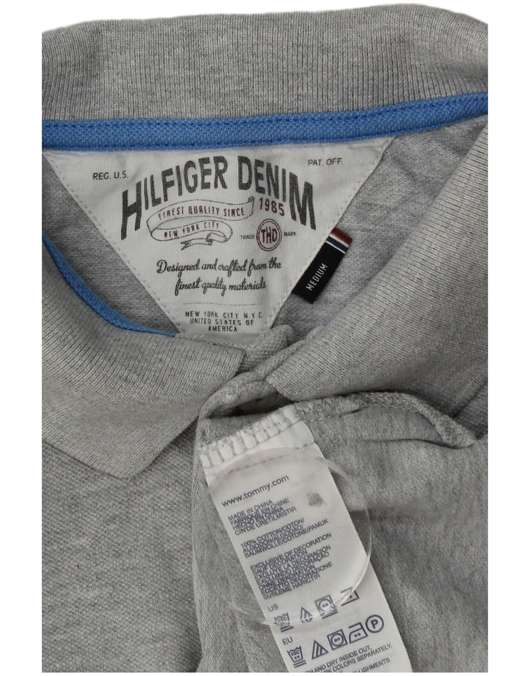 Cămașă polo cu grafică Tommy Hilfiger pentru bărbați, bumbac cu pete gri mediu