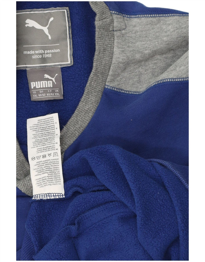 Pulover grafic pentru bărbați Puma, 2XL, bumbac color bloc, albastru