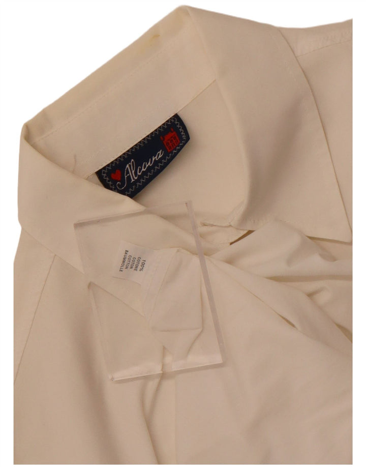 Cămașă cu grafică vintage pentru femei UK 14, mare, alb, bumbac