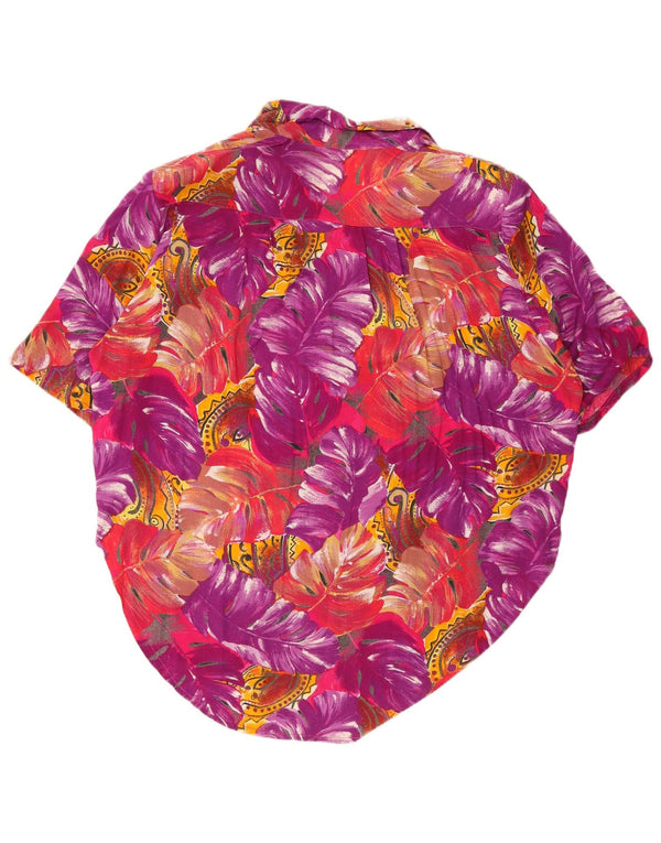 Cămașă vintage pentru femei cu mânecă scurtă UK 18 XL, multicoloră, florală