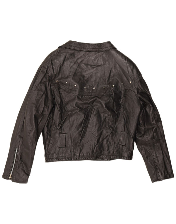 Jachetă de motociclist din piele pentru femei Boxer UK 14 Medium din piele neagră