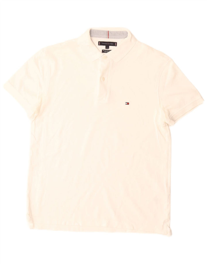 Cămașă polo Tommy Hilfiger pentru bărbați, bumbac alb mic
