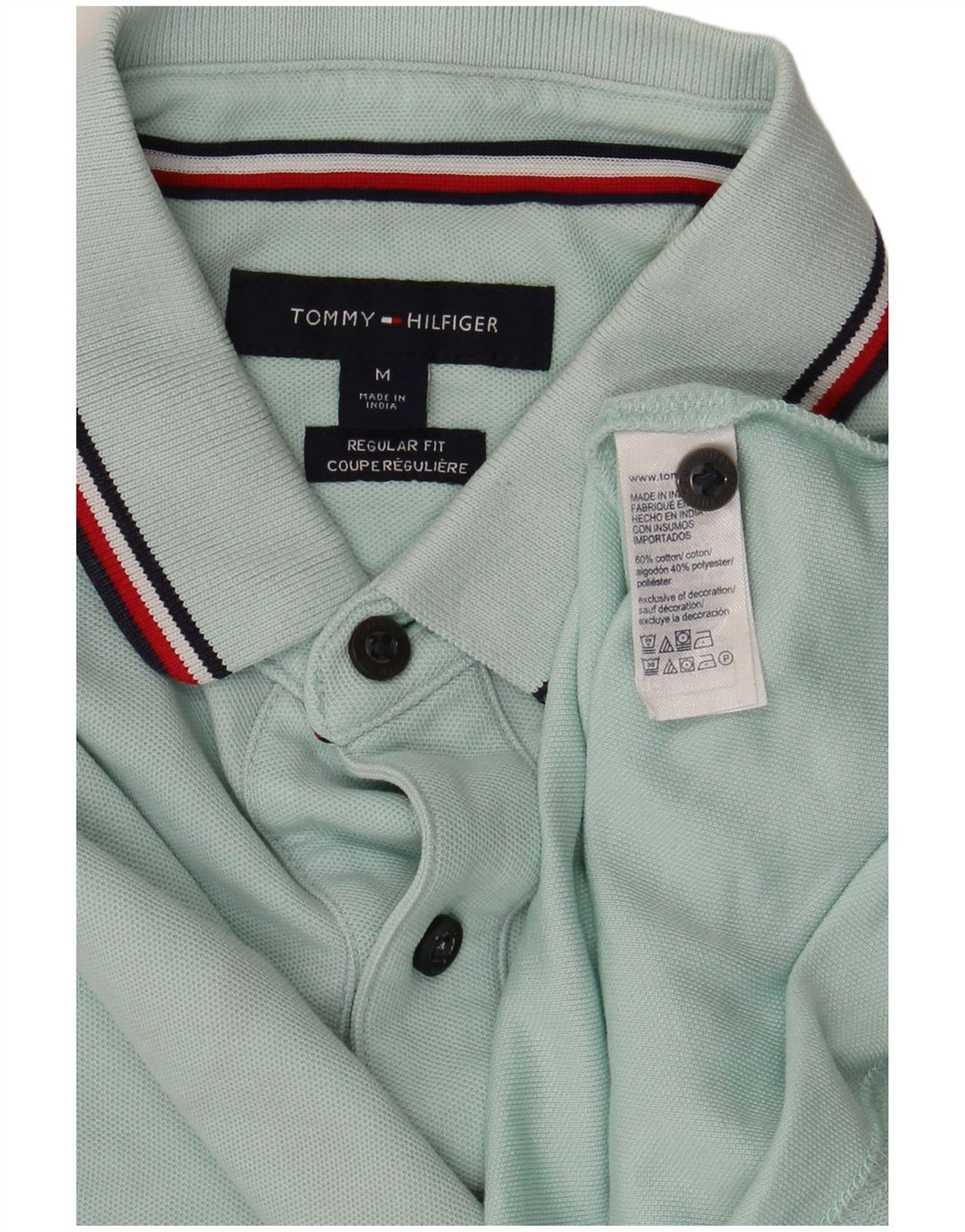 Cămașă polo Tommy Hilfiger pentru bărbați, bumbac turcoaz mediu