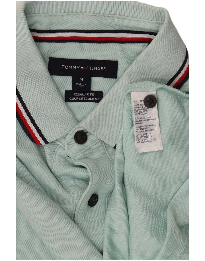 Cămașă polo Tommy Hilfiger pentru bărbați, bumbac turcoaz mediu
