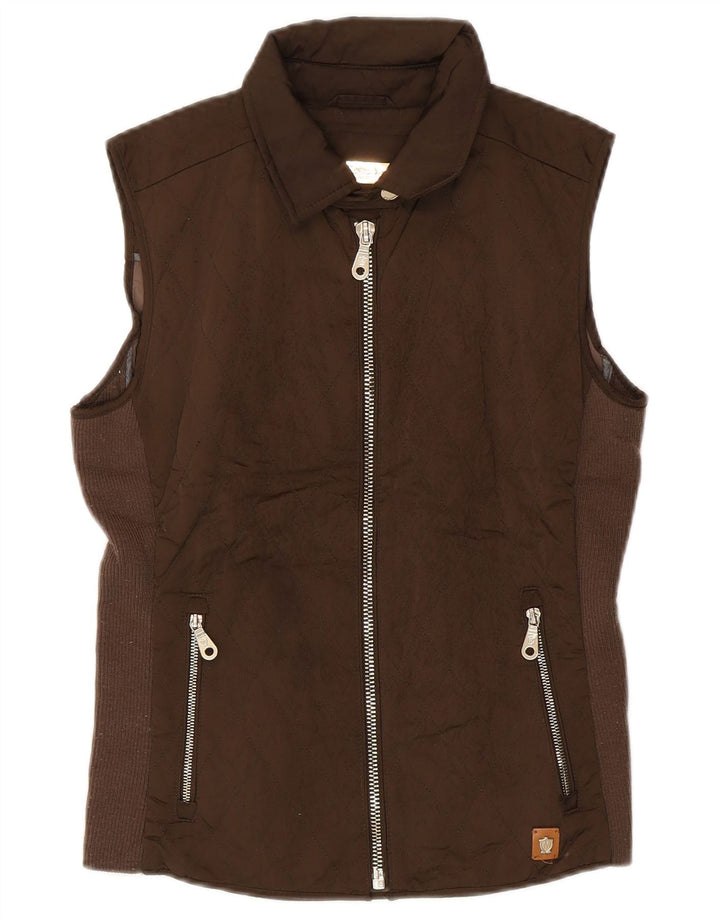 Massimo Dutti Gilet matlasat pentru femei UK 12 Poliester maro mediu