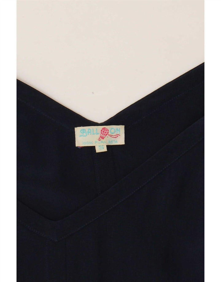 Ball On Vest Top Femei UK 10 Small Bleumarin Mătase
