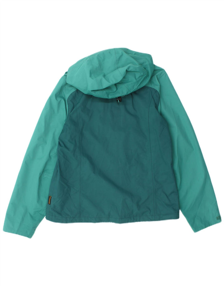 Jack Wolfskin Jachetă de ploaie cu glugă pentru femei UK 10 Small Turcoaz Colorblock
