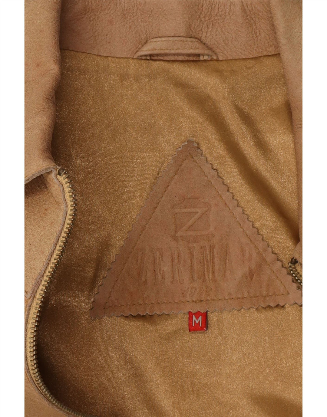 ZERIMAR Womens Crop Suede Jacket UK 12 Medium Beige