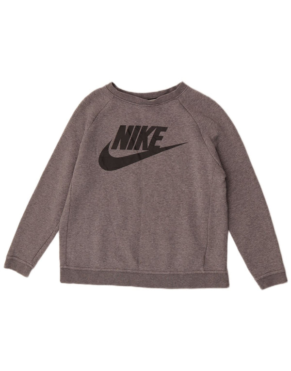 Pulover de hanorac grafic Nike pentru femei UK 14, bumbac cu pete gri mediu