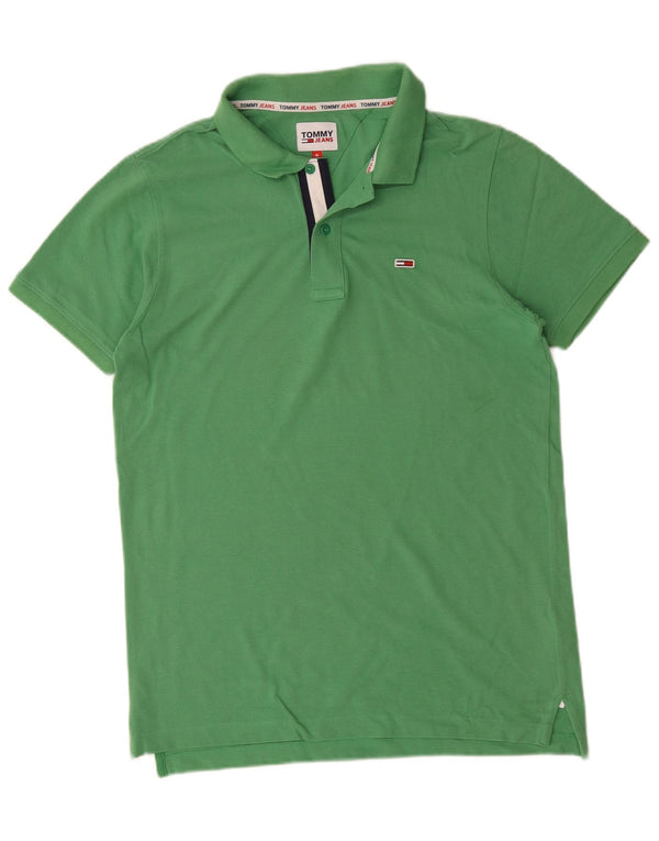 Tricou polo Tommy Hilfiger pentru bărbați, bumbac verde mediu