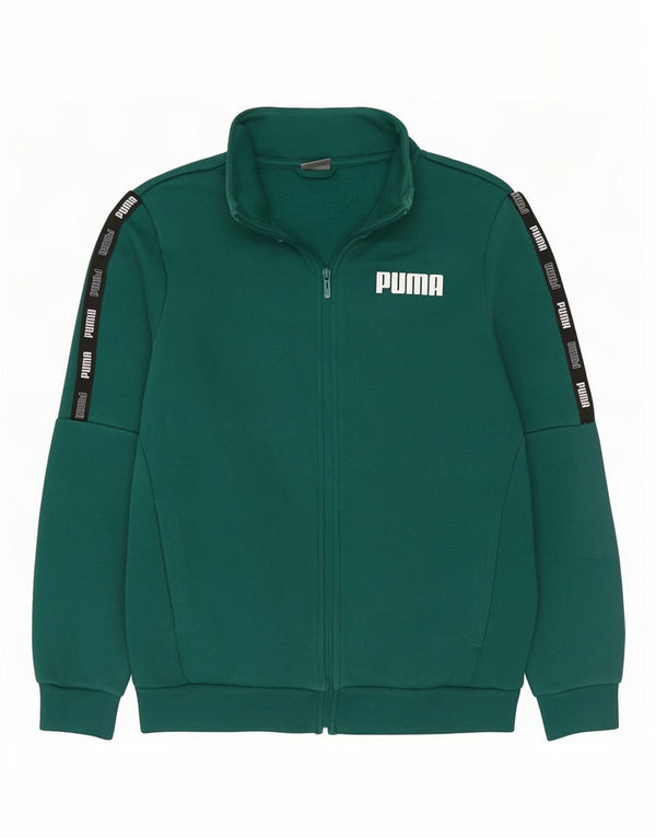 Jachetă de top pentru trening grafic Puma pentru bărbați, bumbac color bloc verde mediu