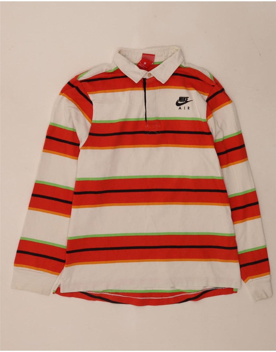 Tricou polo Rugby cu mânecă lungă Nike pentru bărbați, bumbac cu dungi medii, multicolore