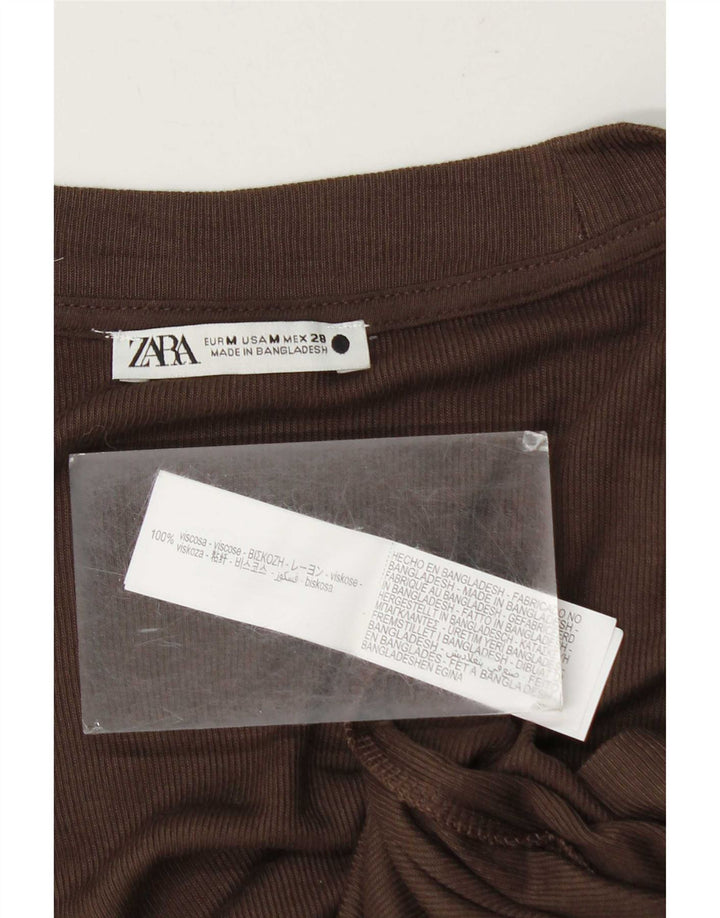 Tricou pentru femei Zara UK 14 Viscoză maro medie