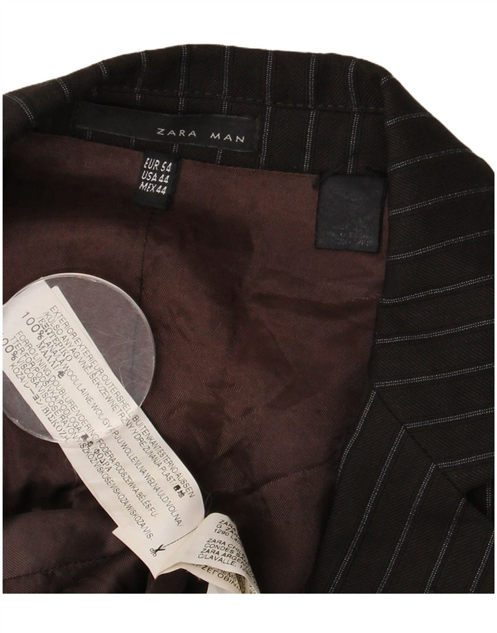 Blazer pentru bărbați Zara cu 2 nasturi EU 54 XL Lână maro cu dungi