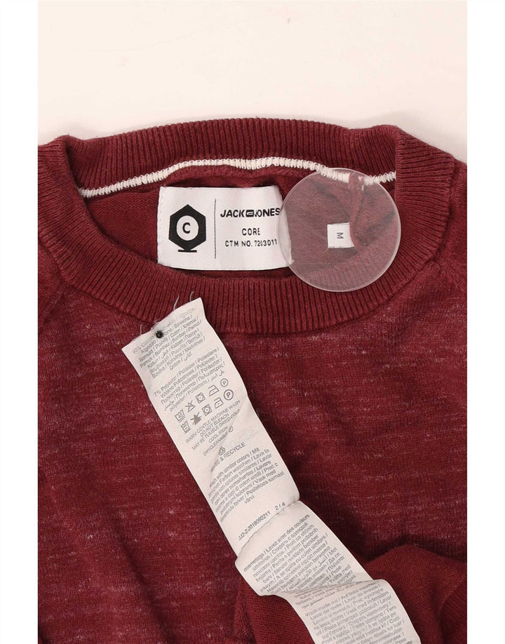 Pulover Jack & Jones pentru bărbați cu gât roșu, bumbac cu pete roșu mediu