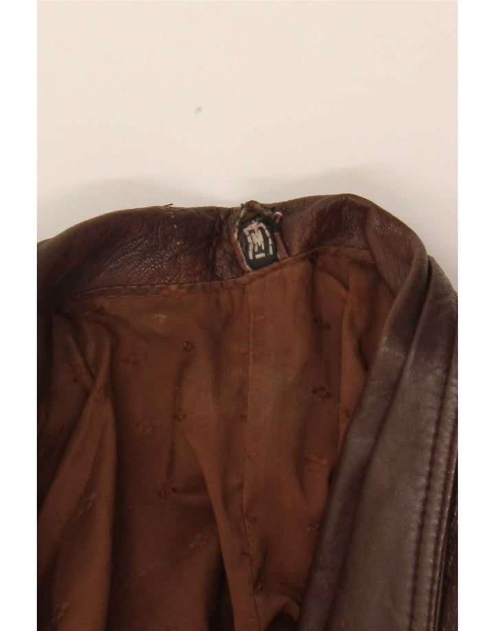 Jachetă de piele vintage pentru femei UK 14 maro mediu