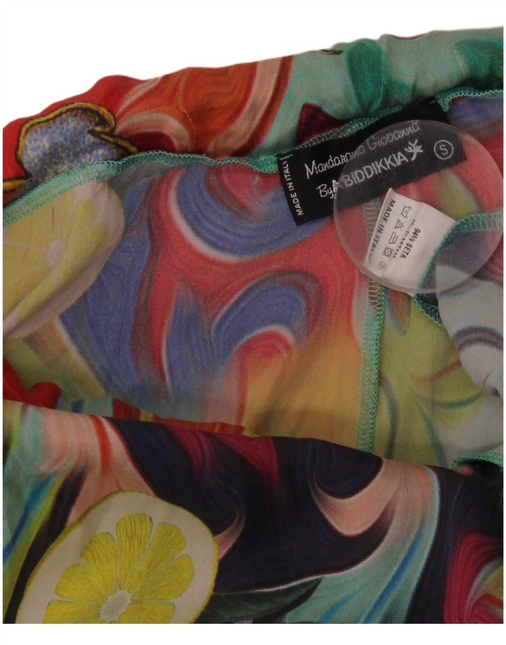 Pantaloni evazați cu model abstract pentru femei vintage, mici W26 L29 multicolori