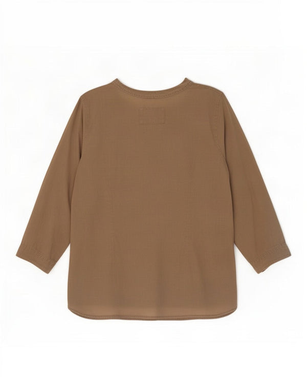 Marks & Spencer Womens 3/4 Sleeve Blouse Top UK 16 Large Beige Linen