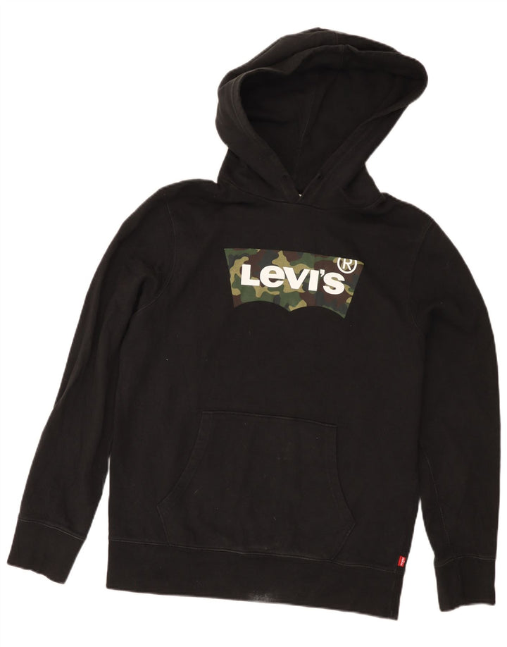 Pulover cu capota cu grafic Levi's pentru bărbați, bumbac mic, negru