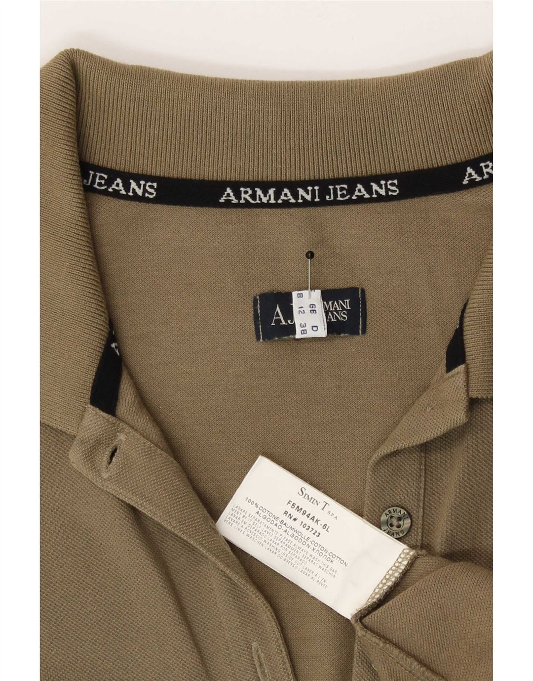Tricou polo Armani pentru femei UK 12 Bumbac kaki mediu